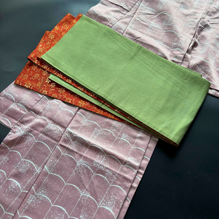 Pre-owned Japanese Reversible Hanhaba Obi