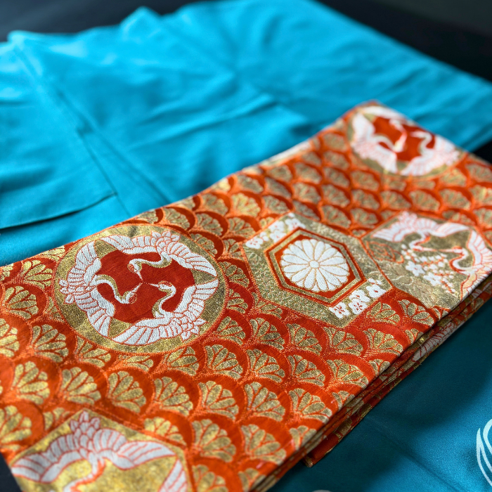 Pre-owned Japanese Silk Hanhaba Obi