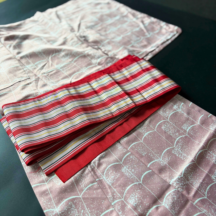 Pre-owned Japanese Silk Hanhaba Obi