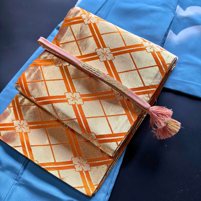 Pre-owned Japanese Polyester Fukuro Obi