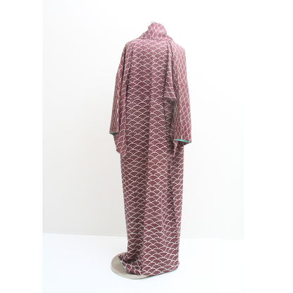 Pre-Owned Silk Komon Kimono with Deep Plum Seigaiha Pattern