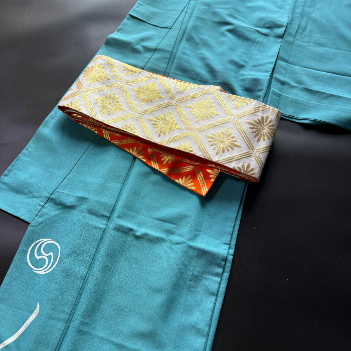 Pre-owned Japanese Reversible Hanhaba Obi
