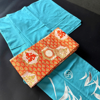 Pre-owned Japanese Silk Hanhaba Obi