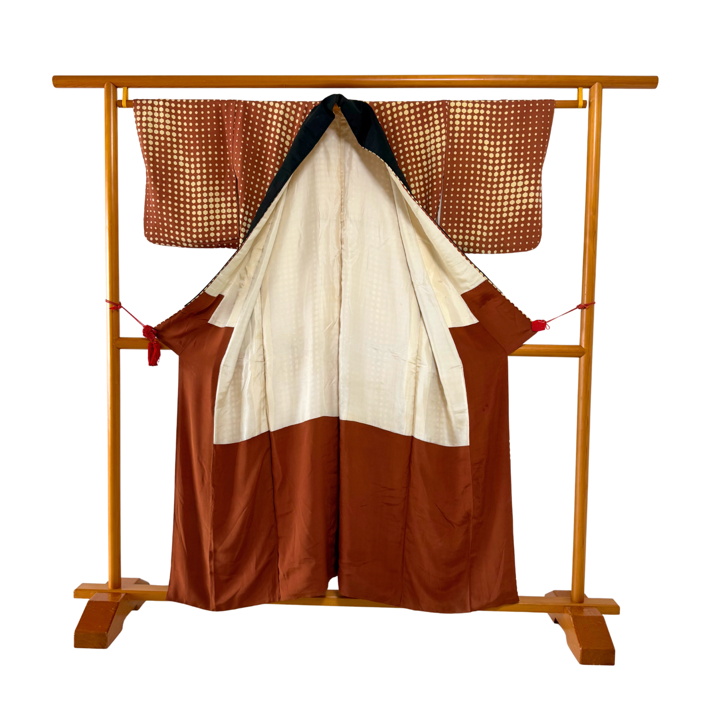 Pre-Owned Silk Kimono – Brown Hexagon Pattern