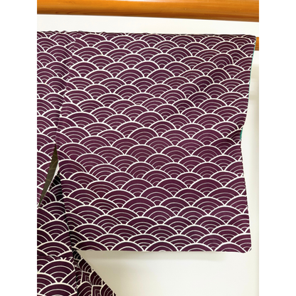 Pre-Owned Silk Komon Kimono with Deep Plum Seigaiha Pattern