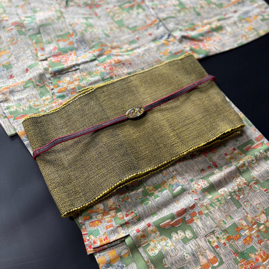 Pre-owned Silk Hanhaba Obi