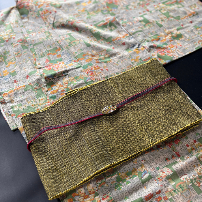 Pre-owned Silk Hanhaba Obi