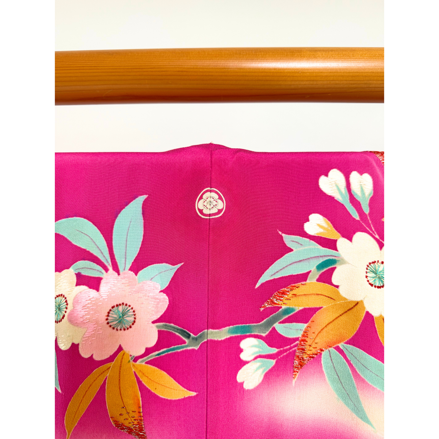 Pre-Owned Silk Furisode – Vibrant Shocking Pink with Bold Floral Pattern