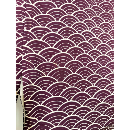 Pre-Owned Silk Komon Kimono with Deep Plum Seigaiha Pattern