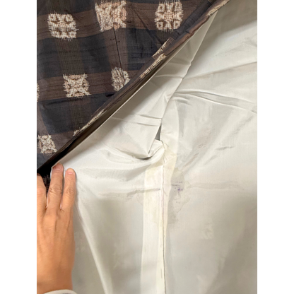 Pre-Owned Tsumugi Silk Kimono – Classic Checked Kasuri Pattern